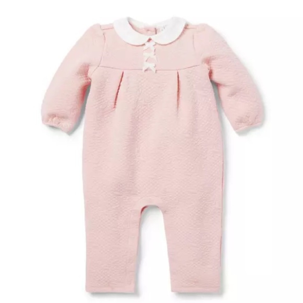 🆕 NWOT Janie and Jack Baby Quilted Bow One-Piece- 0-3 Months
